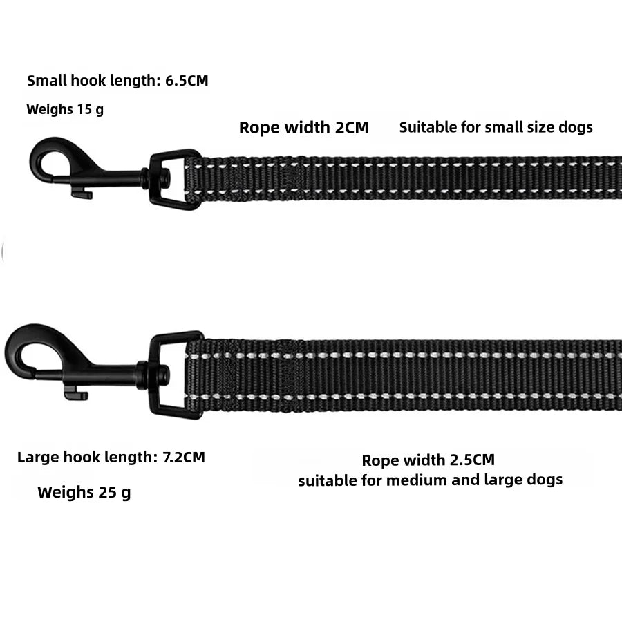 Pet leash, reflective flat rope at night, medium to large dog leash, available in multiple colors