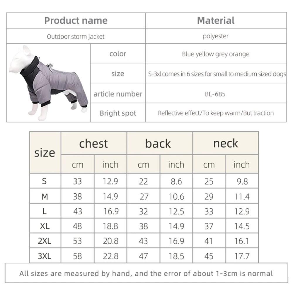 Giacca invernale calda e impermeabile per cani di piccola e media taglia
