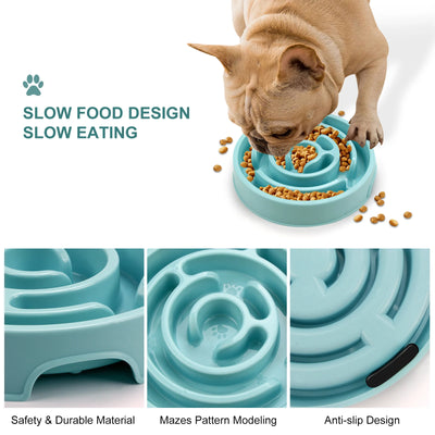 Pet Dog Slow Feeder Bowl Fun Non Slip Anti-Gulping Slower Food Feeding Dishes Eco Dog Bowl for Large Medium Small Dogs Puppy