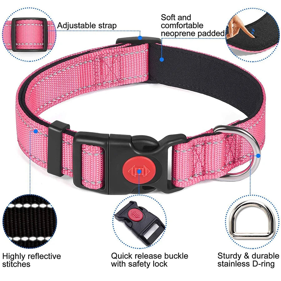 Pet Nylon Reflective Collar Cat and Dog Collar Adjustable Reflective Cat and Dog Collar