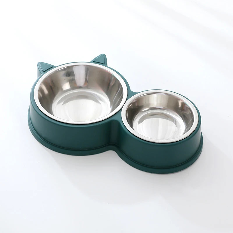 New puppy Kitten feeding supplies Two pet bowls Dog food drinker Stainless steel pet drinking dish Feeder access device