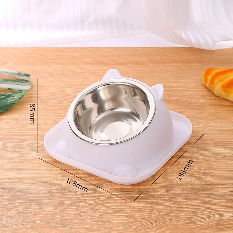 Pet Cat/Dog Bowl With Ant-proof Square Base, Anti-spill And Anti-leakage Design, Diagonal Anti-choke And Cross-neck Cat Bowl