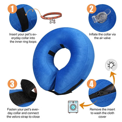 Dog Cones After Surgery, Protective Inflatable Dog Collar Pet Recovery Collar Soft Pet Cone for Small Medium or Large Dogs, Cats