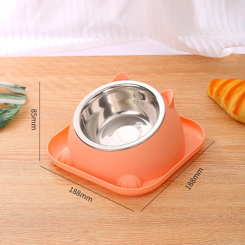 Pet Cat/Dog Bowl With Ant-proof Square Base, Anti-spill And Anti-leakage Design, Diagonal Anti-choke And Cross-neck Cat Bowl