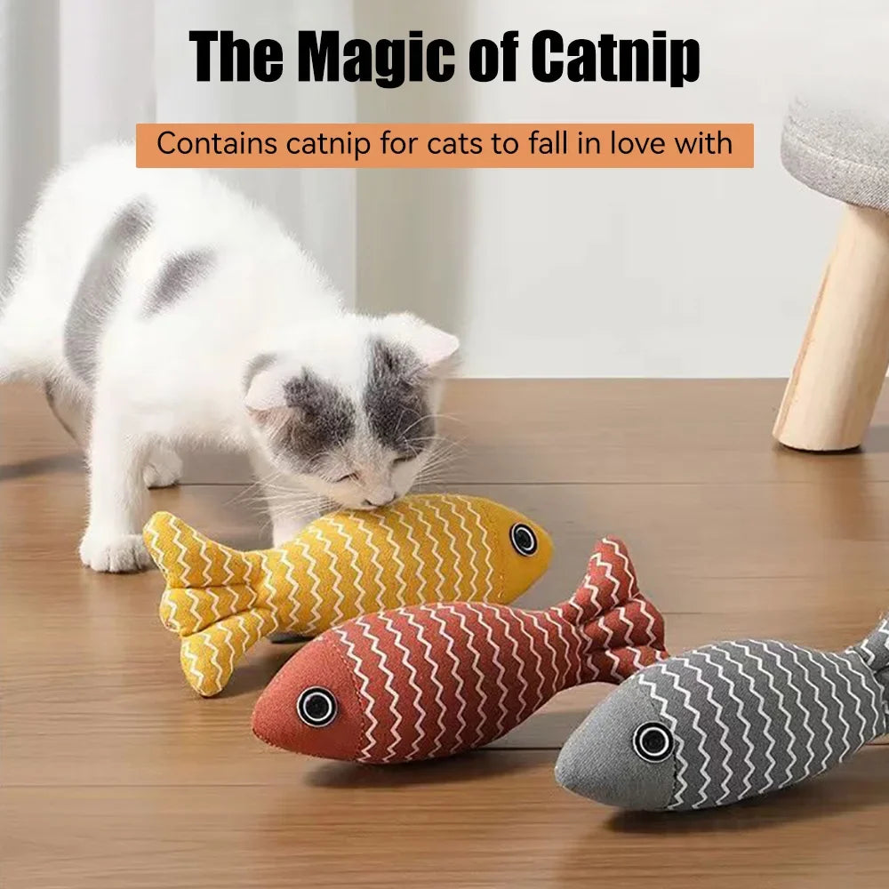 1pc Pet Toys Cat Chew Toys Linen Fish Pillow Chew Training Toy Simulation Fish Puppet Pet Supplies