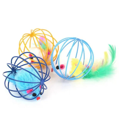 1pc Cat Toy Stick Feather Wand With Bell Mouse Cage Toys Plastic Artificial Colorful Cat Teaser Toy Pet Supplies Random Color