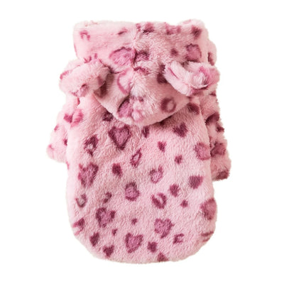 Winter Pet Dog Clothes Warm Fleece Dog Hoodie Leopard Dog Coat Jacket French Bulldog Clothing for Small Dogs Pets Costumes