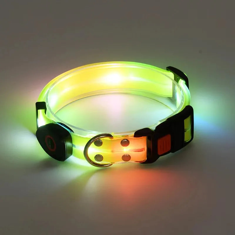 Led Light Up Dog Leash Walking Safety Glow in The Dark USB Rechargeable Adjustable for Large Medium Small Pet Lighted Dog Collar