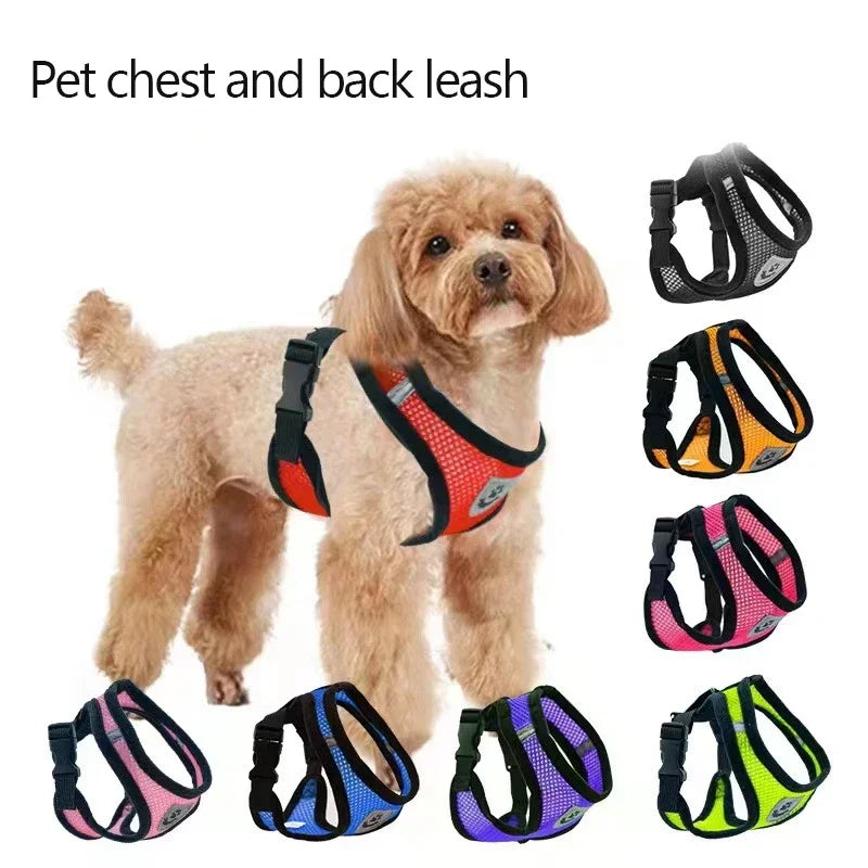 Cat Harness Vest Walking Lead Leash For Puppy Dogs Collar Polyester Adjustable Mesh Dog Harness For Small Medium Pet Accessories