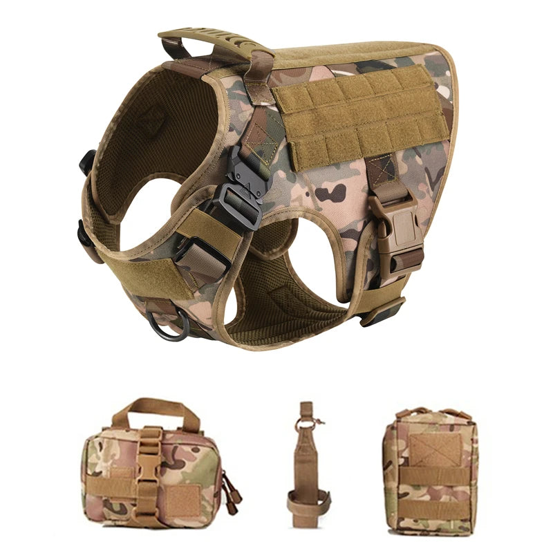 K9 Tactical Military Vest – Set di imbracatura e guinzaglio per cani da addestramento per tutte le razze