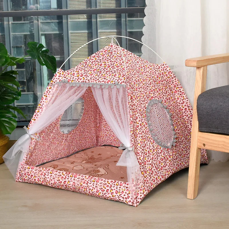 Cat Broken Flower Tent Semi Enclosed Internet Celebrity Tent Nest Universal For All Seasons Pet Supplies Summer Dog And Cat Nest