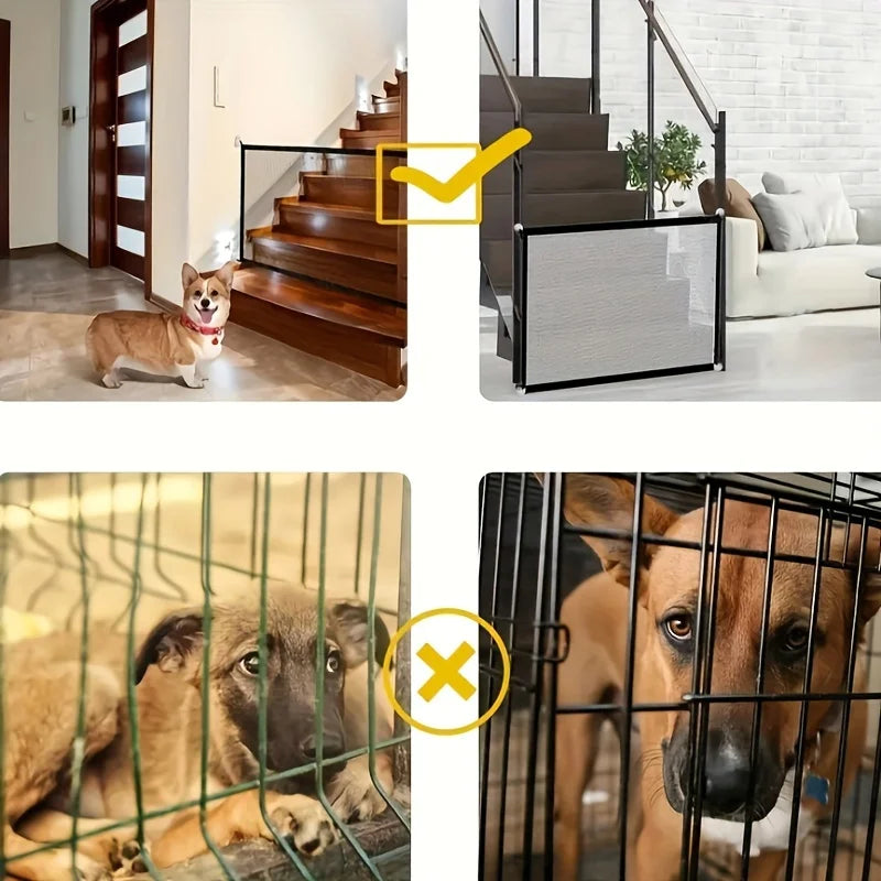 Multi-functional Pet Safety Gate: Easy Installation Foldable Mesh Fence, Indoor & Outdoor Ventilated Barrier for Home Pet Manage