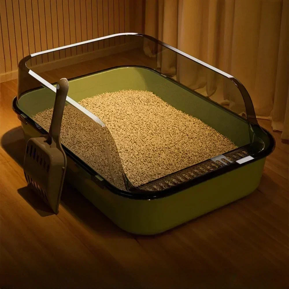 Thickening Pet Cat Toilet Semi-enclosed High Open Cat Litter Box Side Splashproof Pet Bedpans with Litter Scoop Cat Supplies