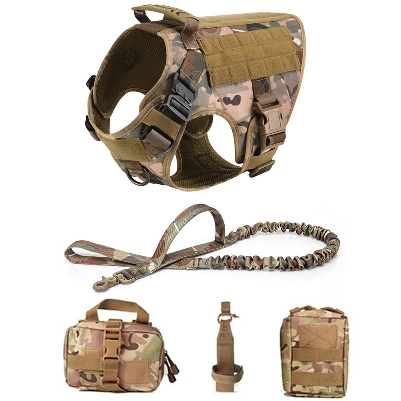 K9 Tactical Military Vest – Set di imbracatura e guinzaglio per cani da addestramento per tutte le razze