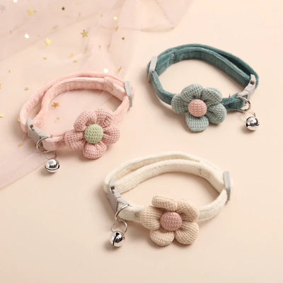 1Pc Cat Collar with Cute Flower  Adjustable Buckle Cat Collar Bell Collar Cat  Small Pet Supplies  Kitten Collar  Small Dog Acce