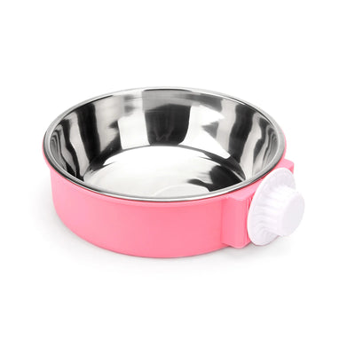 2Pcs Pet candy colored stainless steel dog bowl hanging cage pet cat food basin hanging stainless steel hanging bowl