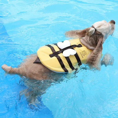 Summer Little Bee Dog Swimsuit Waterproof Puppy Life Jacket Breathable Dog Clothes Harness Swimming Safety for Dog Pet Supplies