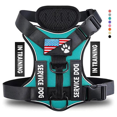 Service Dog Harness, Reflective Dog Vest Harness with 5 PCS Patches, Adjustable Soft Oxford Pet Harness, Inner Layer Mesh, Easy