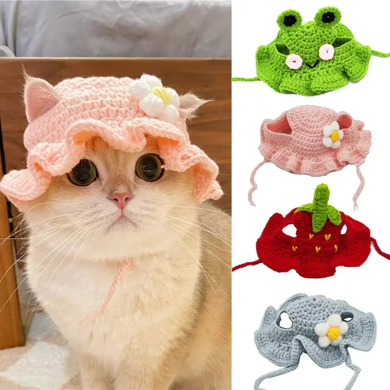 Cross-border selling cat and dog hats hand-knitted hats travel pet cute mini hats