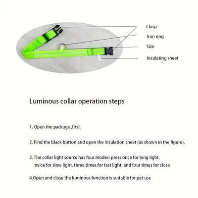 Nylon LED Night Safety Flashing Glow In The Dark Dog Leash Dogs Luminous Fluorescent Pet Dog Collar