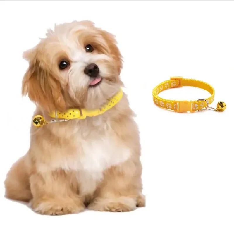 10pcs Yellow With Bell Collars Delicate Safety Casual Nylon Dog Collar Neck Strap Fashion Adjustable Bell Pet Cat Dog Collar