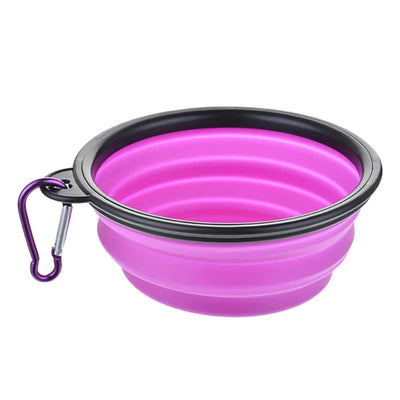 Collapsible Pet Silicone Dog Food Water Bowl Outdoor Camping Travel Portable Folding Pet Supplies Pet Bowl Dishes with Carabiner