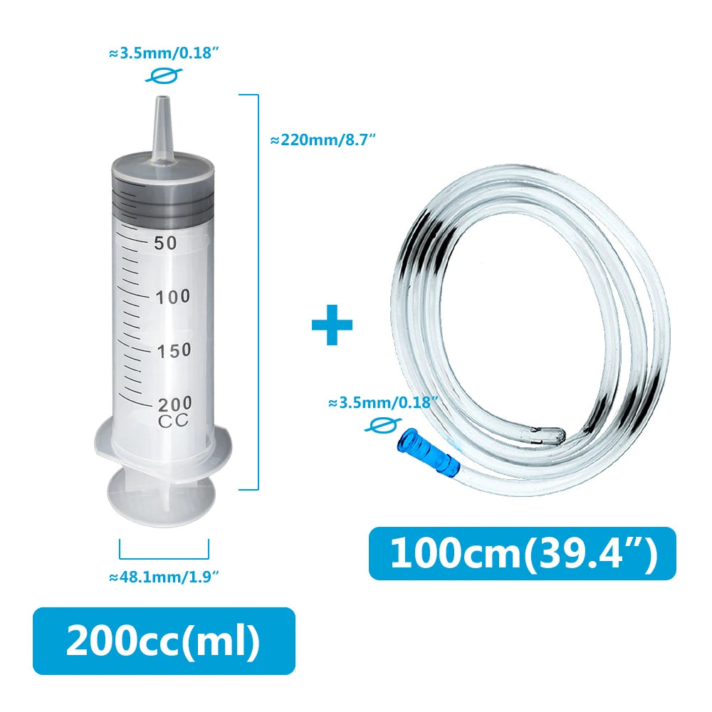 100ml-550ml Syringe Large Capacity With Multifunction 100cm Hose Pump Measuring Washable Injector For Pet Feeding Oil Glue Fluid