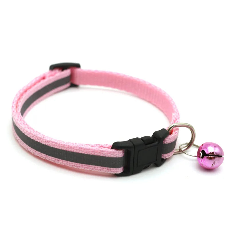 Cats Bells Collars Adjustable Buckles Small Dog Collar Reflective Collar With bells Kitten Safe Necklace Pet Cat Accessories