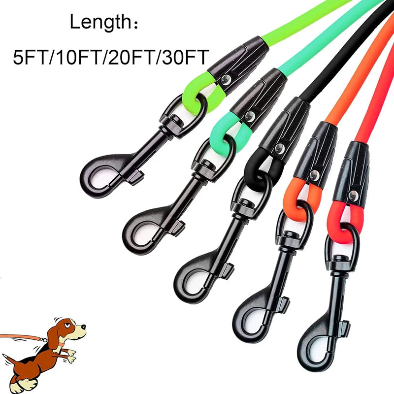 Dog Leash Waterproof Training Recall Long PVC Pet Leashes 5FT 10 FT 20FT 30FT Great for Training Beach Yard Play