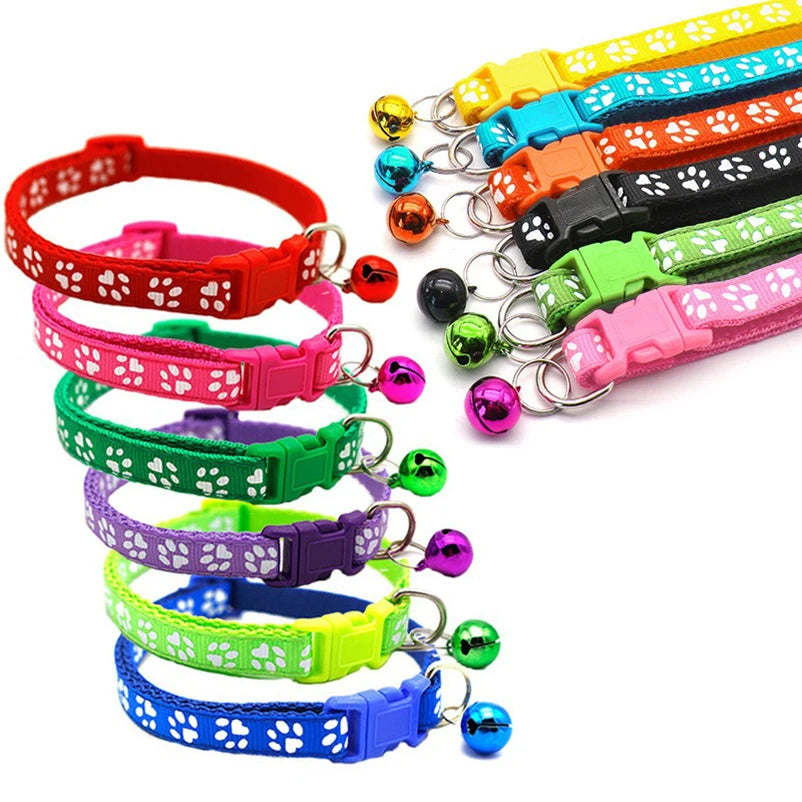 Pet cat bell collar dog print cat collar multiple colors optional necklace ring cat rope collar pet supplies