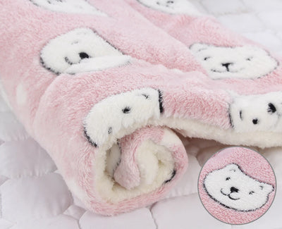 Pet Sleeping Mat Dog Bed Cat Bed Soft Hair Thickened Blanket Pad Fleece Home Washable Warm Bear Pattern Blanket Pet Supplies