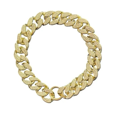 Plastics Dog Chain Collar Gold Luxury Diamond Studded Collar for Medium Large Dogs Pet Jewelry Necklace Accessories Cuban Chain