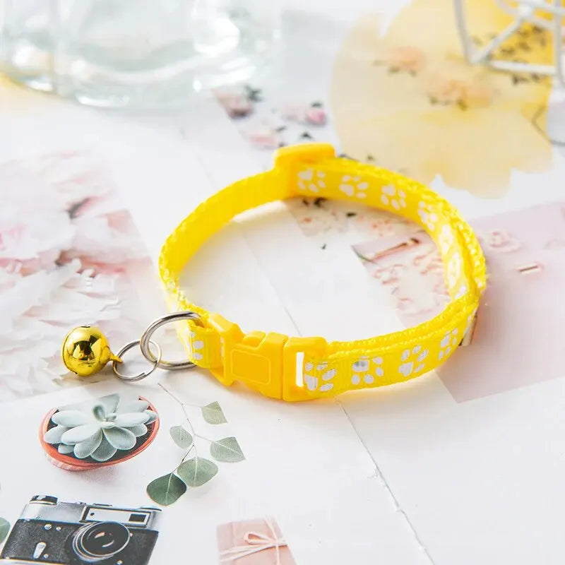 10pcs Yellow With Bell Collars Delicate Safety Casual Nylon Dog Collar Neck Strap Fashion Adjustable Bell Pet Cat Dog Collar