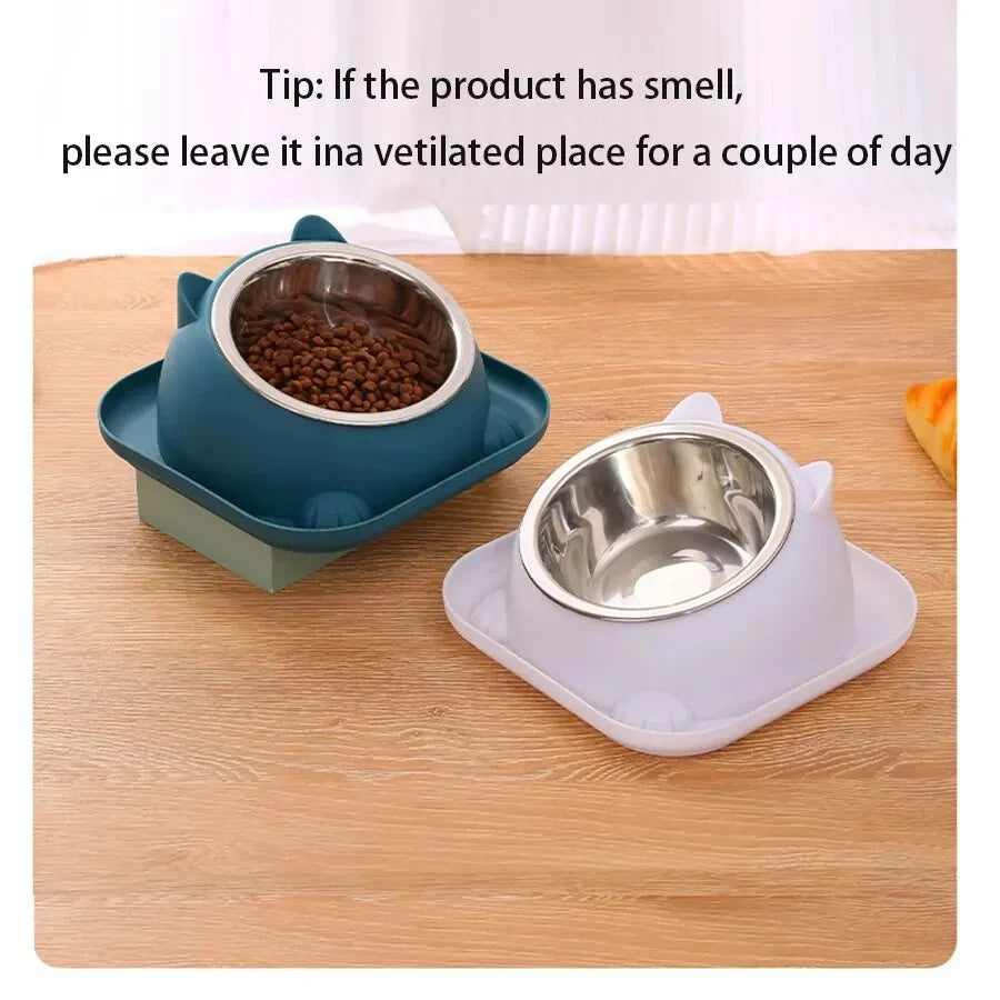 Pet Cat/Dog Bowl With Ant-proof Square Base, Anti-spill And Anti-leakage Design, Diagonal Anti-choke And Cross-neck Cat Bowl