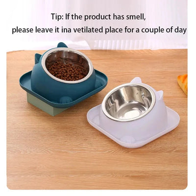 Pet Cat/Dog Bowl With Ant-proof Square Base, Anti-spill And Anti-leakage Design, Diagonal Anti-choke And Cross-neck Cat Bowl