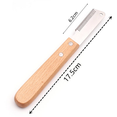 Pet Hair Removal Knife Professional Dog Comb Stainless Wooden Handle Stripping Knife Pet Hair Remover Grooming Brushes