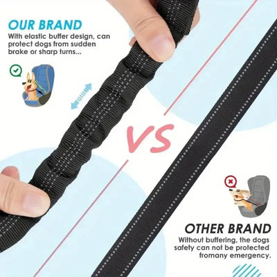 Pet car seat belt reflective towing rope, one tow two dog ropes, large dog explosion-proof punching dog car seat belt