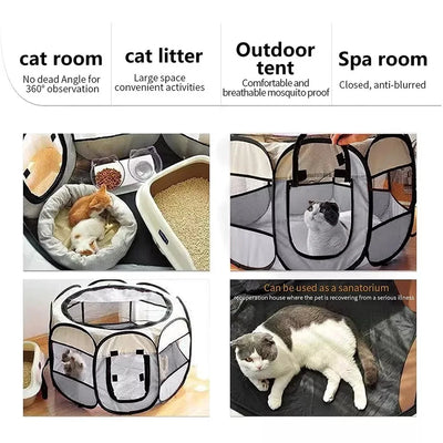 Portable Foldable Cat Tent Cat House Portable Folding Outdoor Travel Pet Tent Cat/Dog Cage Easy Operation Large Cat/Dog Fences