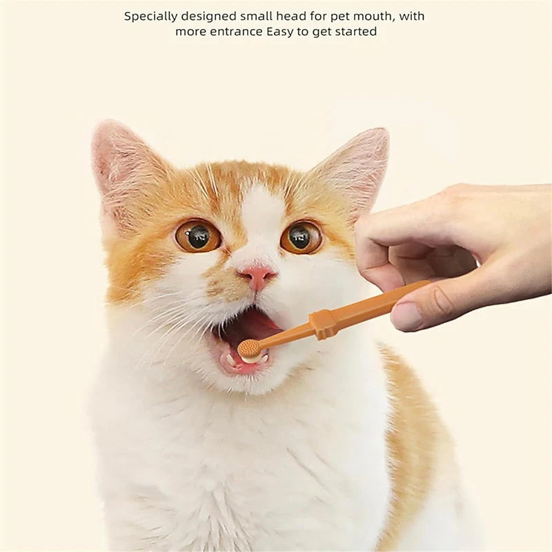 Dog Toothbrush Pet Toothbrush With Tongue Scraper Cat Toothbrush And Toothpaste Pet Toothbrush Dual Head Soft Silicone