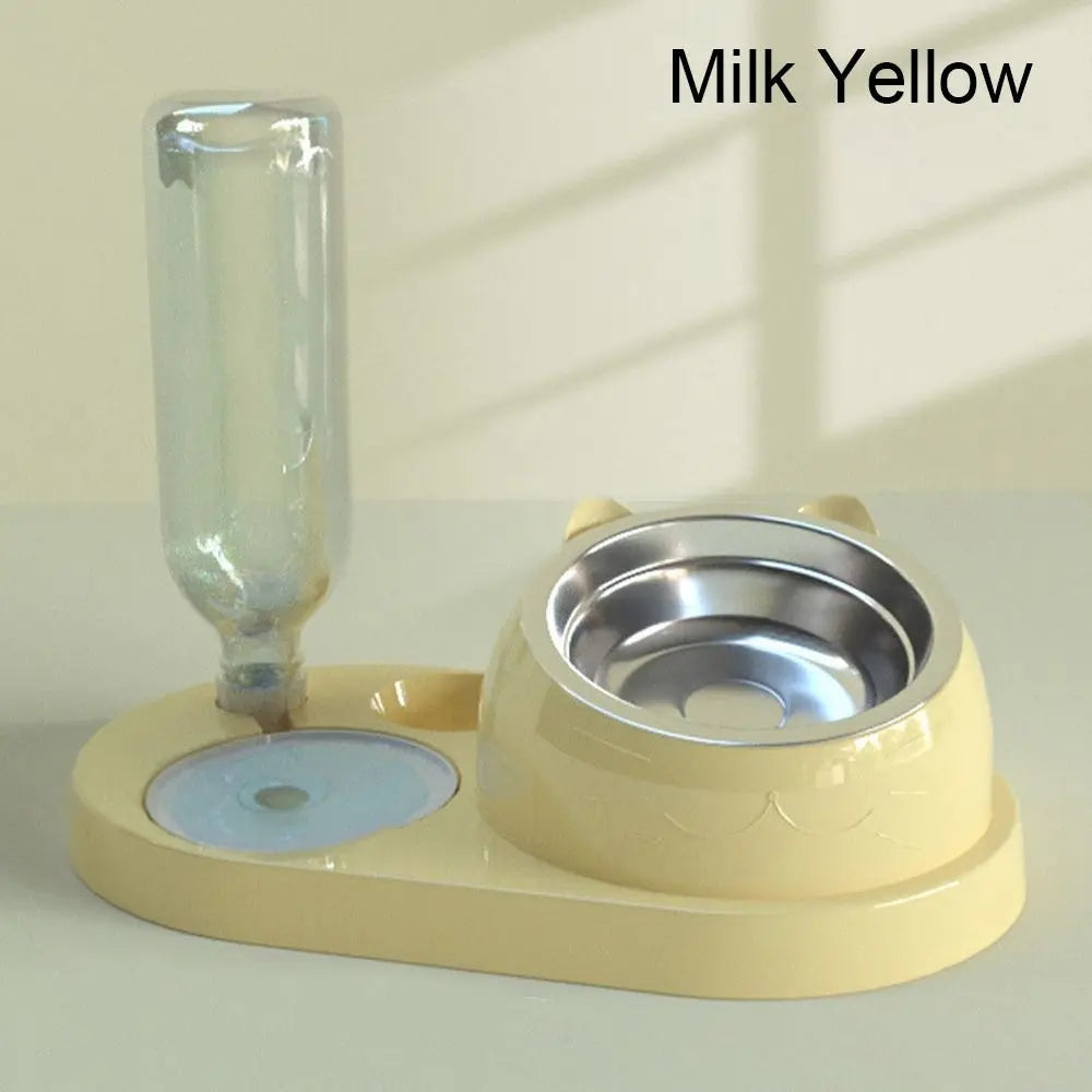 New 2-in-1 Cat Bowl Water Dispenser Automatic Water Storage Pet Dog Cat Food Bowl Food Container with Waterer Pet Waterer Feeder