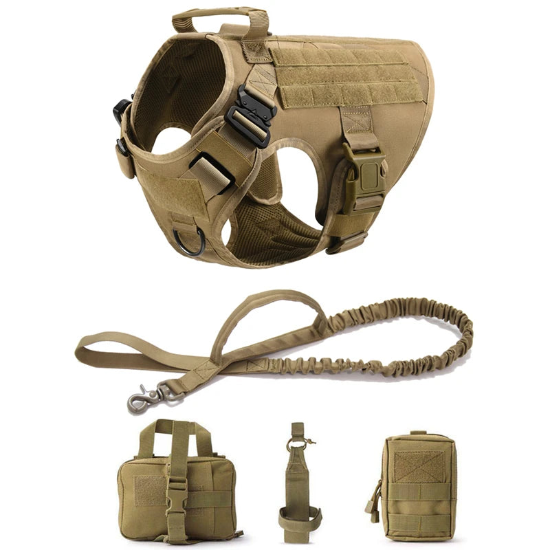 K9 Tactical Military Vest – Set di imbracatura e guinzaglio per cani da addestramento per tutte le razze