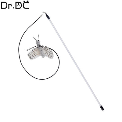 Dr.DC Wire Teasing Cat Stick Insect Dragonfly Feather Cat Supplies Cat Pet Moth Toy Interactive Fun Pet Cat Toy Pole