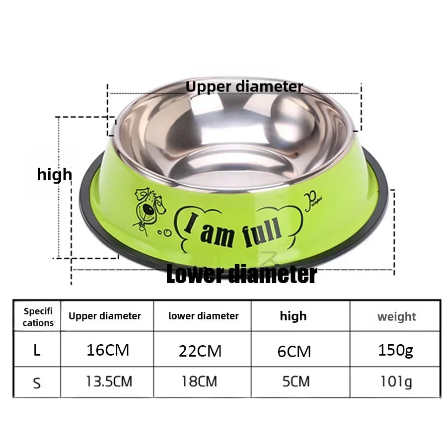 Pet Cartoon Big Eyes Frog Double Bowl Dog Stainless Steel Color Printing Bowl Pet Supplies