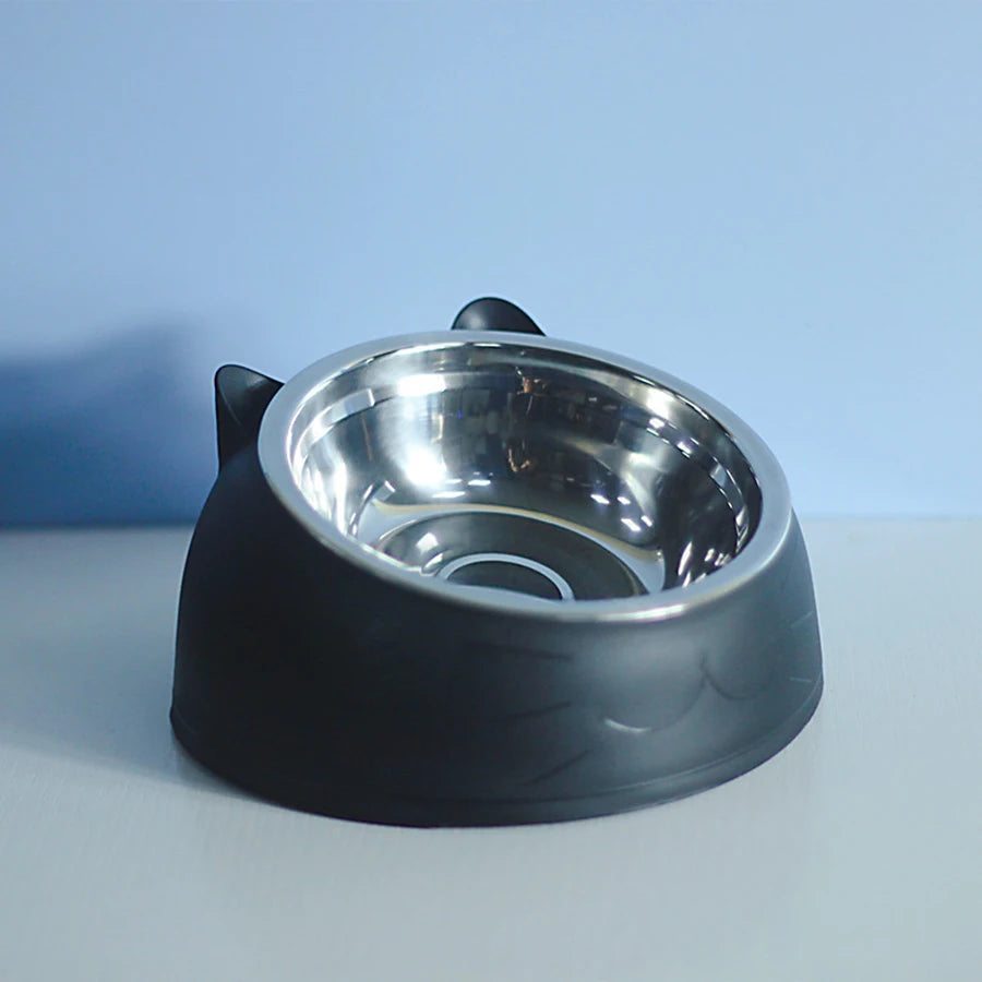 Stainless steel cat bowl, dog bowl, cervical protection cat bowl, slanted mouth pet food bowl