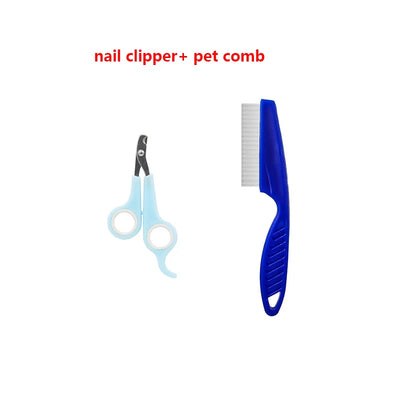 Rabbit Grooming Kit Tear Stain Remover Cleaning Combs Pet Nail Clipper Double-Sided Shampoo Bath Brush for Guinea Pig Bunny