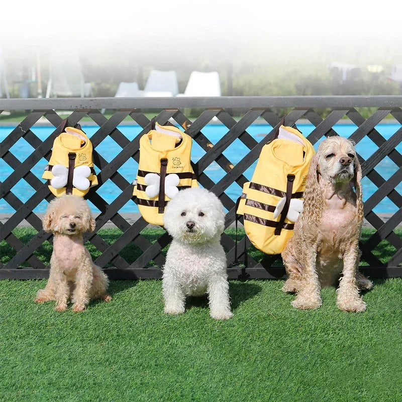 Summer Little Bee Dog Swimsuit Waterproof Puppy Life Jacket Breathable Dog Clothes Harness Swimming Safety for Dog Pet Supplies