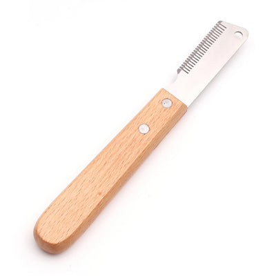 Pet Hair Removal Knife Professional Dog Comb Stainless Wooden Handle Stripping Knife Pet Hair Remover Grooming Brushes