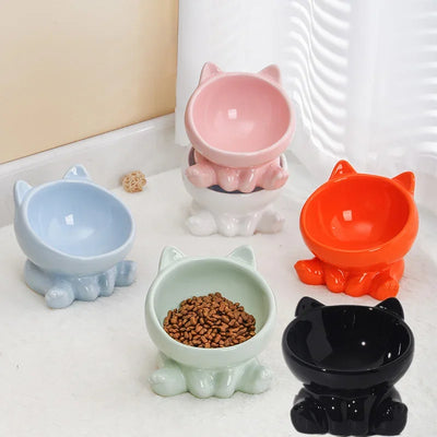 Cat Bowl Pet Accessories Ceramic Diagonal High Feet Cute Protection Cervical Spine Dog Bowl Drink Water Bowl Pet Supplies