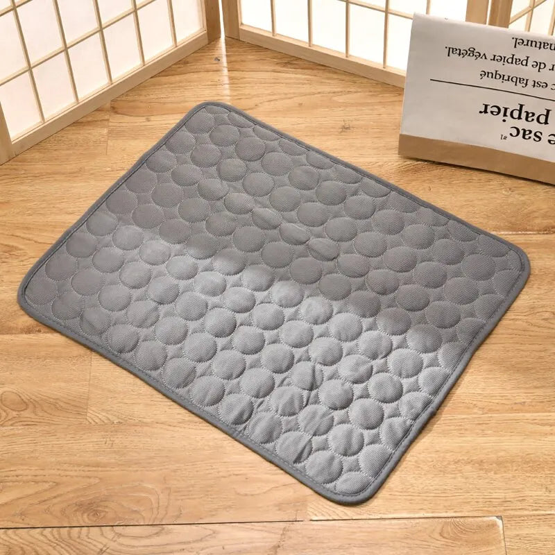 1pc Puppy Grey Ice Silk Cooling Pad Summer Cool Breathable Cooling Washable Reusable Bite Resistance Small Pet Cat Sleeping Pad