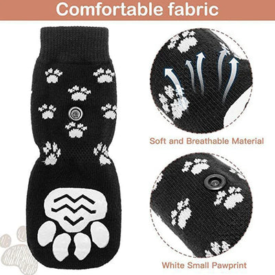 Anti Slip Dog Socks Dog Grip Socks with Straps Traction Control for Indoor on Hardwood Floor Wear Pet Paw Protector for All Dogs